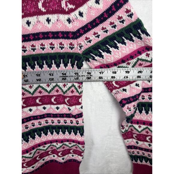 J. Crew Fair Isle Crew Neck Sweater Sz XS Pink Blue White Green All Over Striped - Picture 6 of 9